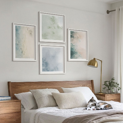 Polittico con cornice Stile acquerello versato su tela