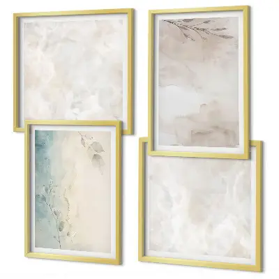Composizione di 4 quadri con texture di pittura ad acquerello