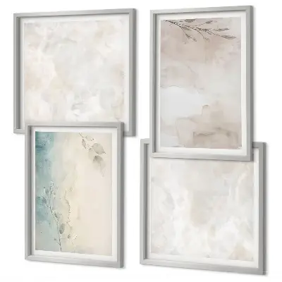Composizione di 4 quadri con texture di pittura ad acquerello