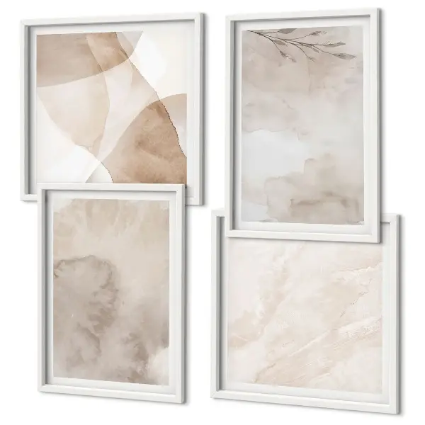 Galleria a parete con colori ad acquerello e texture boho
