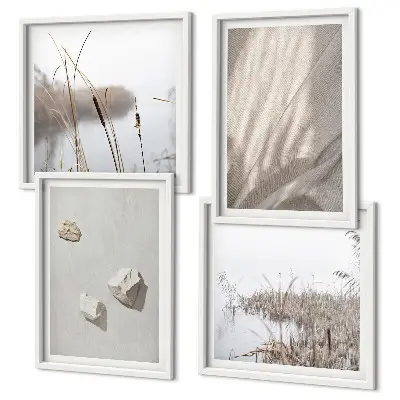 Composizione di 4 quadri con primi piani della struttura in stile boho