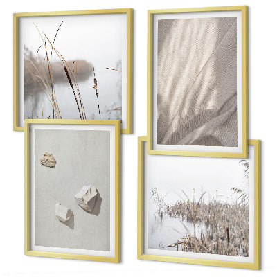 Composizione di 4 quadri Primi piani della struttura in stile boho