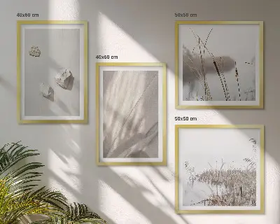 Composizione di 4 quadri con primi piani della struttura in stile boho