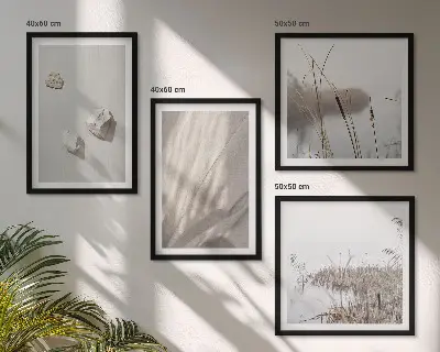 Composizione di 4 quadri con primi piani della struttura in stile boho