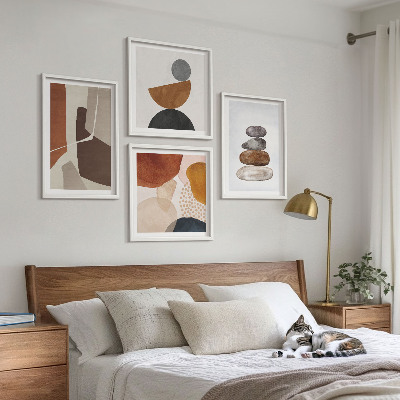 Composizione di 4 quadri Decorazioni astratte dipinte