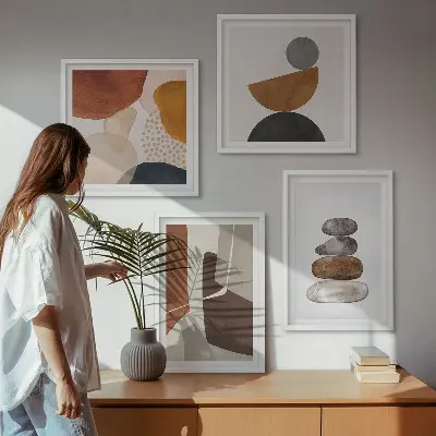 Decorazioni astratte dipinte composizione di 4 quadri