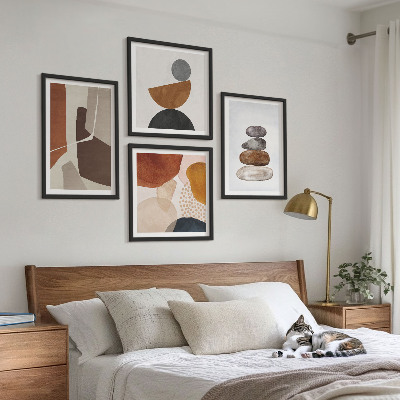 Composizione di 4 quadri Decorazioni astratte dipinte