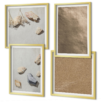 Composizione di 4 quadri Pietre da spiaggia, strutture naturali