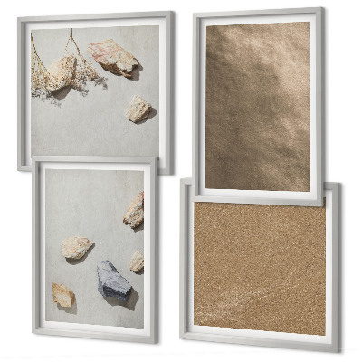 Composizione di 4 quadri Pietre da spiaggia, strutture naturali