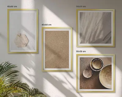 Polittico con cornice con texture calde e minimaliste