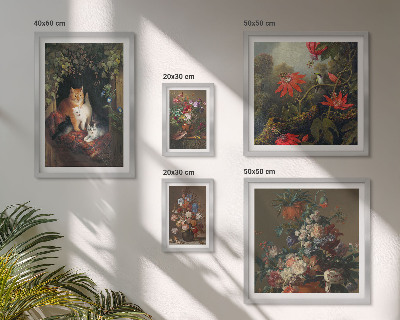Polittico con cornice Gatti floreali in stile vintage