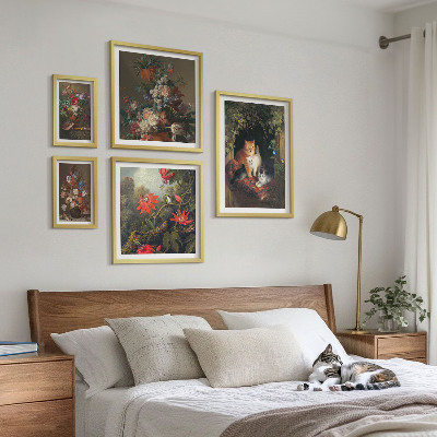 Polittico con cornice Gatti floreali in stile vintage