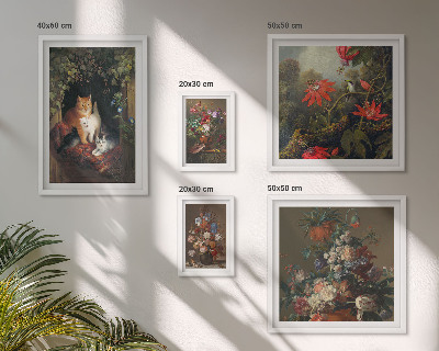 Polittico con cornice Gatti floreali in stile vintage
