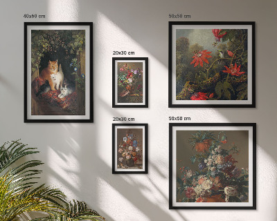 Polittico con cornice Gatti floreali in stile vintage