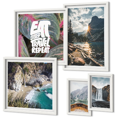 Set di 5 quadri Paesaggi di cascate di montagna