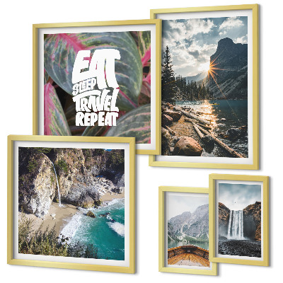 Set di 5 quadri Paesaggi di cascate di montagna