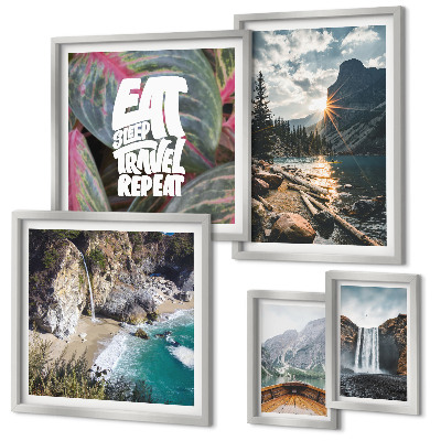 Set di 5 quadri Paesaggi di cascate di montagna