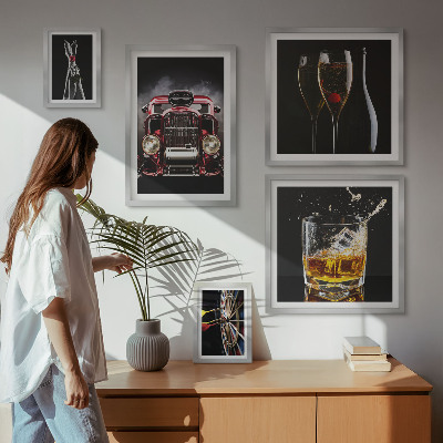 Set di quadri incorniciati Eleganti temi retrò per auto e bevande