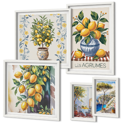 Set di quadri incorniciati agrumi in stile mediterraneo