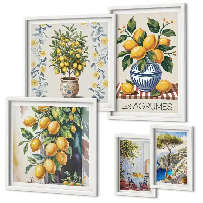 Set di quadri incorniciati con stampa di agrumi in stile mediterraneo