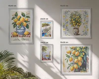 Set di quadri incorniciati con stampa di agrumi in stile mediterraneo