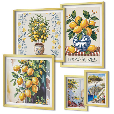Set di quadri incorniciati agrumi in stile mediterraneo