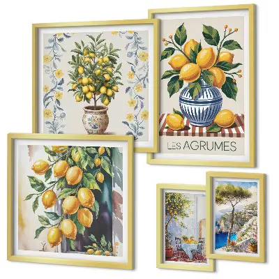 Set di quadri incorniciati con stampa di agrumi in stile mediterraneo