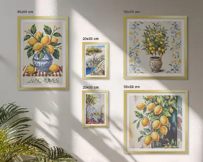 Set di quadri incorniciati con stampa di agrumi in stile mediterraneo