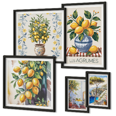 Set di quadri incorniciati agrumi in stile mediterraneo