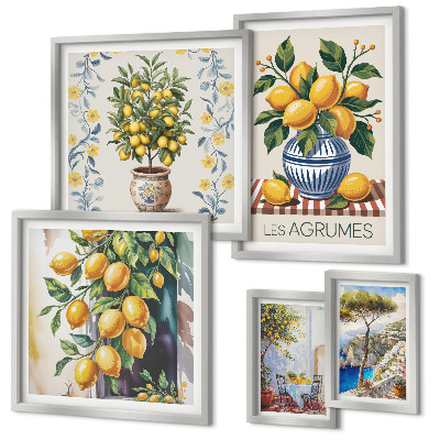 Set di quadri incorniciati agrumi in stile mediterraneo