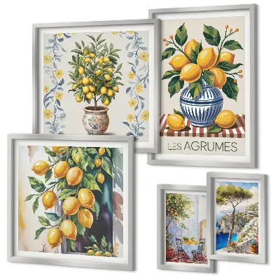 Set di quadri incorniciati con stampa di agrumi in stile mediterraneo