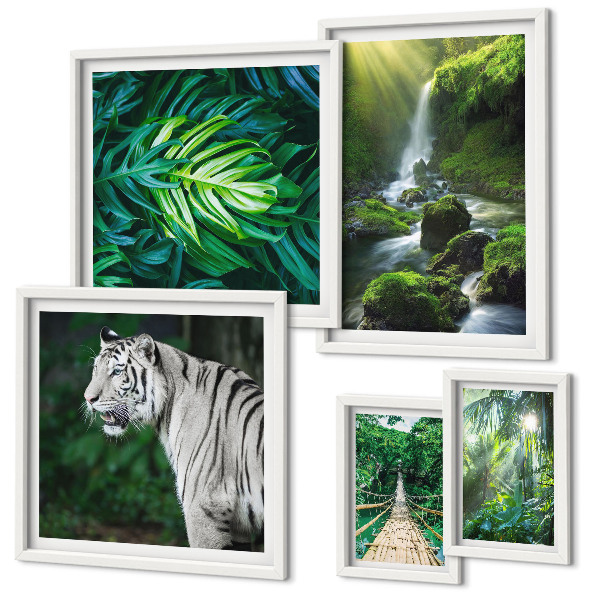 Polittico con cornice paesaggi naturali tropicali