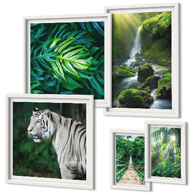 Polittico con cornice paesaggi naturali tropicali
