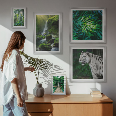 Polittico con cornice paesaggi naturali tropicali