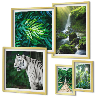 Polittico con cornice paesaggi naturali tropicali