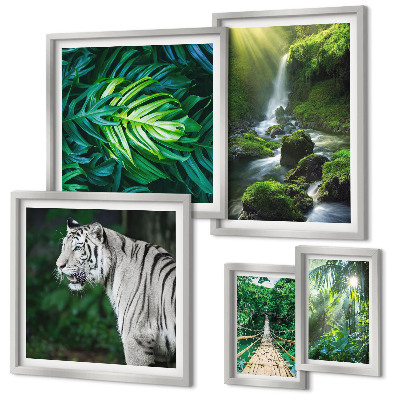 Polittico con cornice paesaggi naturali tropicali