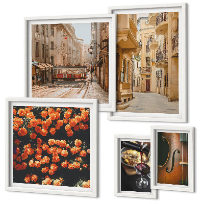 Set di 5 quadri Incantevoli strade di sapori