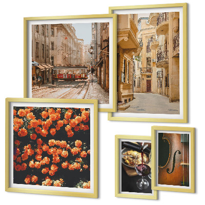 Set di 5 quadri Incantevoli strade di sapori