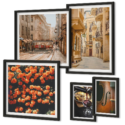 Set di 5 quadri Incantevoli strade di sapori
