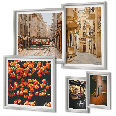 Set di 5 quadri Incantevoli strade di sapori