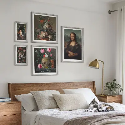 Ritratti floreali vintage polittico con cornice