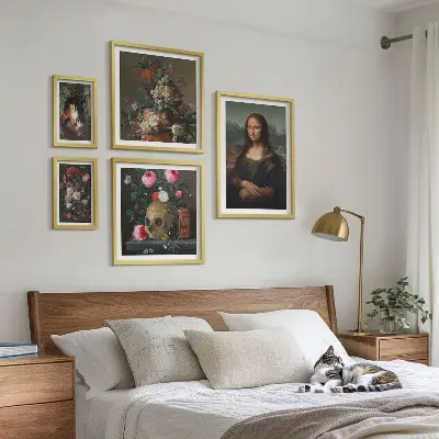 Ritratti floreali vintage polittico con cornice