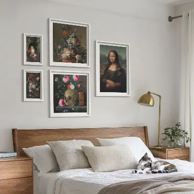 Ritratti floreali vintage polittico con cornice