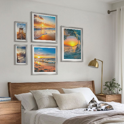Set di 5 quadri Tramonti sul mare, ponti della città