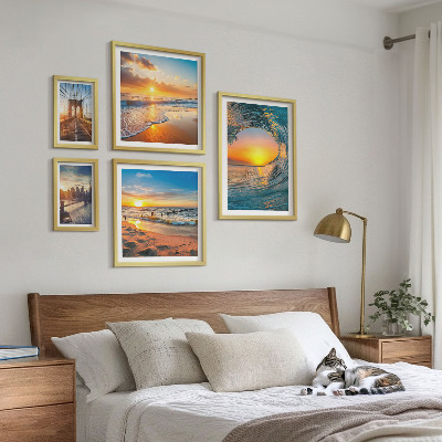 Set di 5 quadri Tramonti sul mare, ponti della città