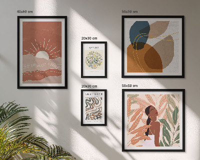 Set di 5 quadri Motivi astratti di piante in stile boho