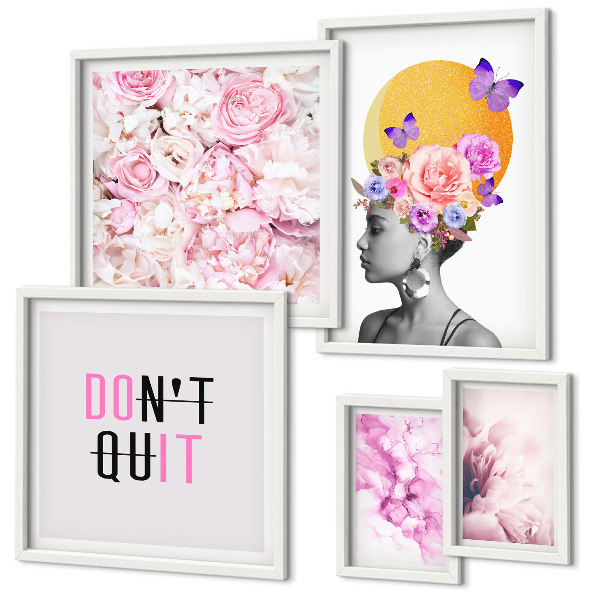 Set di quadri incorniciati Motivi floreali con una donna