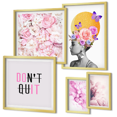 Set di quadri incorniciati Motivi floreali con una donna
