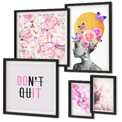 Set di quadri incorniciati Motivi floreali con una donna