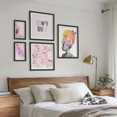 Set di quadri incorniciati Motivi floreali con una donna